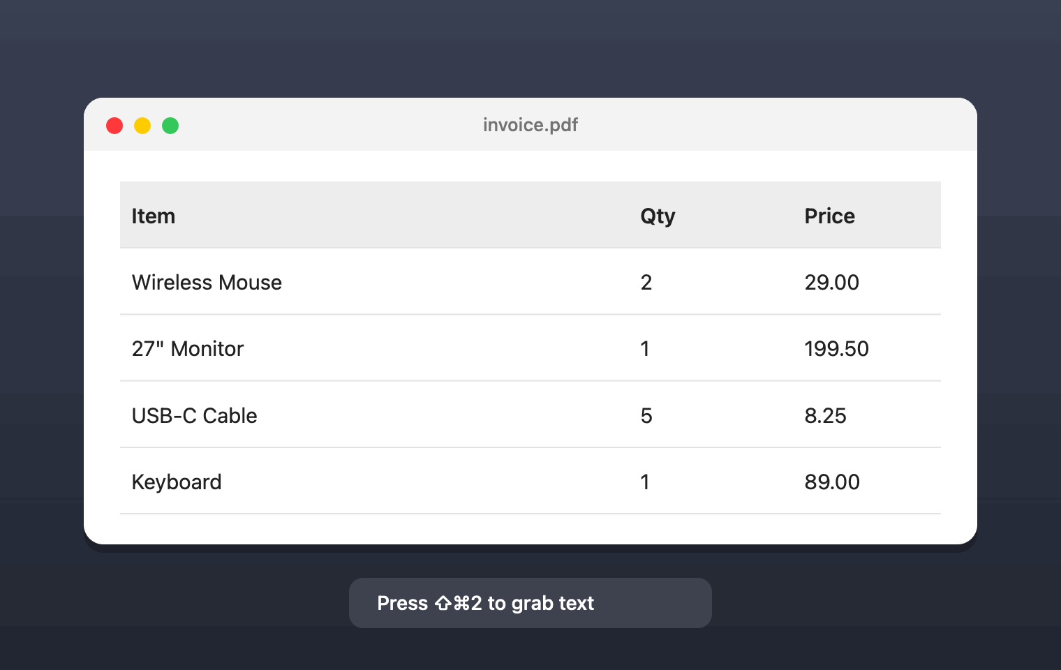 Turn any screenshot into text — with tables intact.